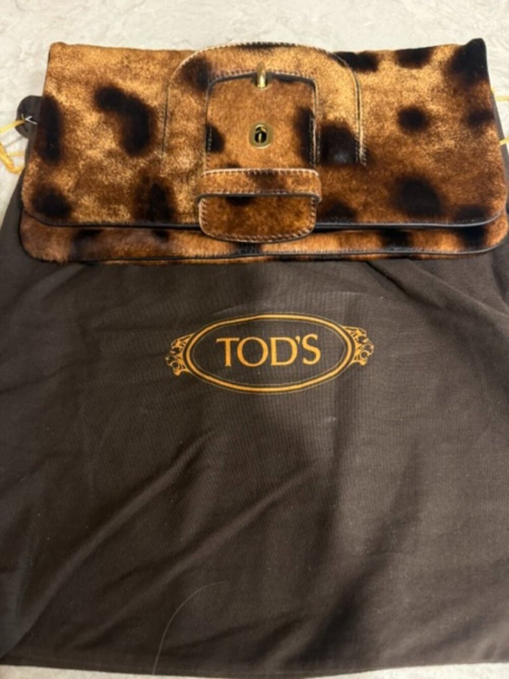TODS calf hair animal print clutch NEVER USED